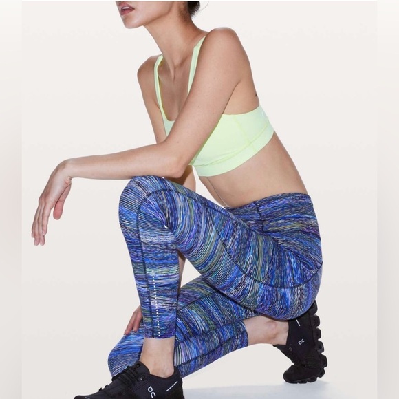 Lululemon, fast and free tight. Blue multi stripe pattern, sz 2 - Picture 3 of 10